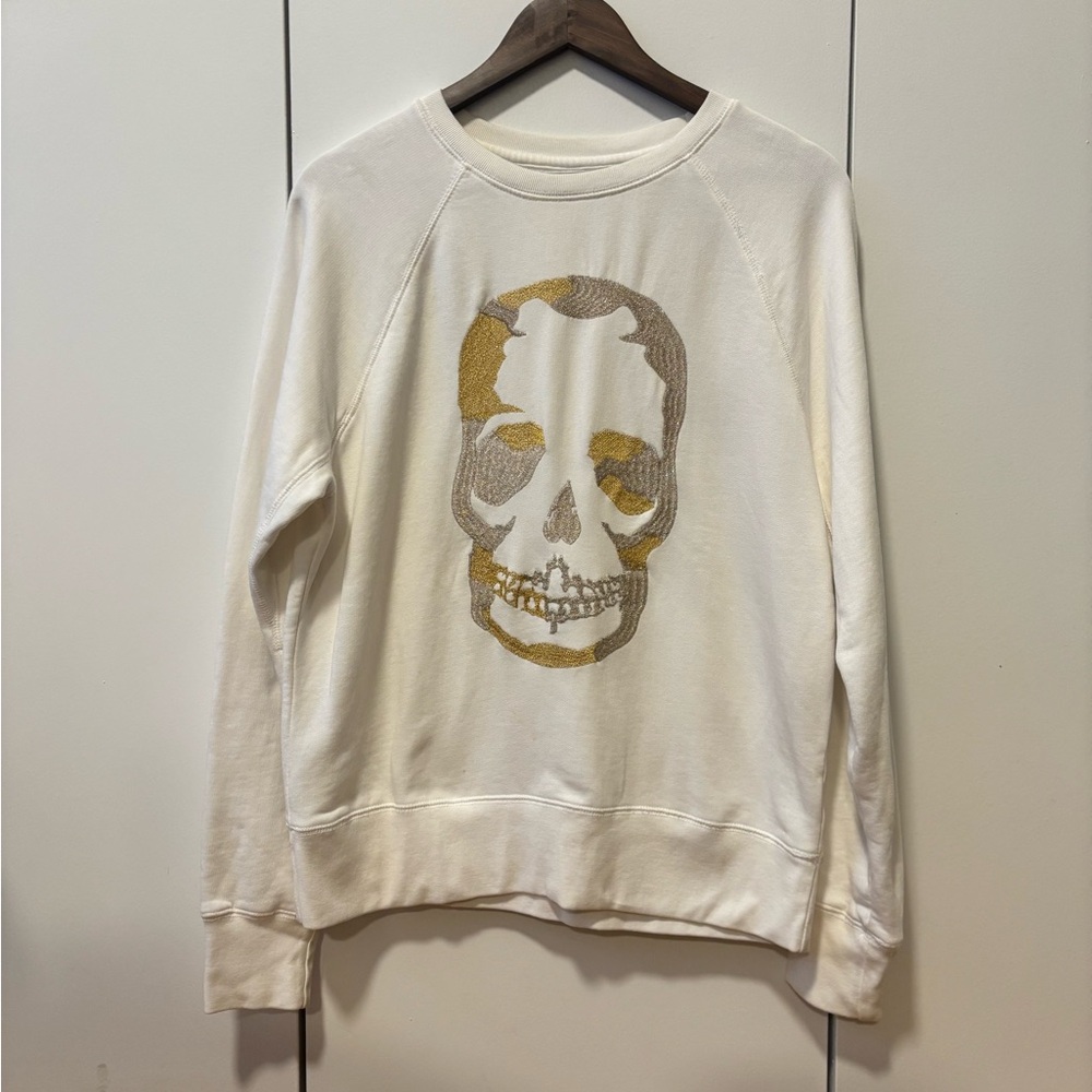 Zadig & Voltaire Embroidered Skull Graphic Crewneck Sweater